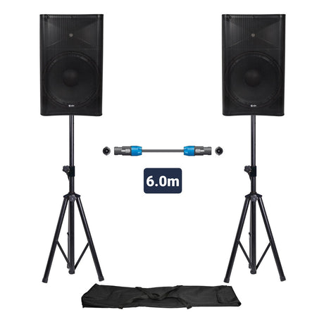 QTX QUEST-15 Portable PA Speaker Package | Active & Passive Bundle With Stands 1