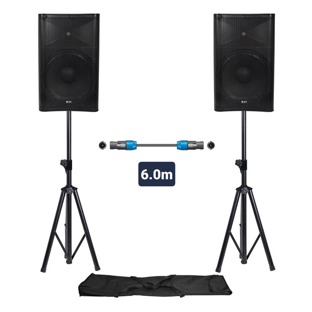 QTX QUEST-15 Portable PA Speaker Package | Active & Passive Bundle With Stands 1
