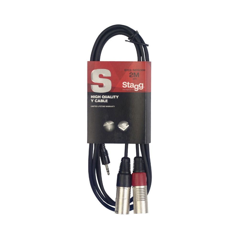 Stagg SYC2/MPSB2XM Stereo Mini Jack to Twin XLR Male Y-Splitter Cable — 2M 1