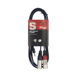 Stagg SYC2/MPSB2XM Stereo Mini Jack to Twin XLR Male Y-Splitter Cable — 2M 1