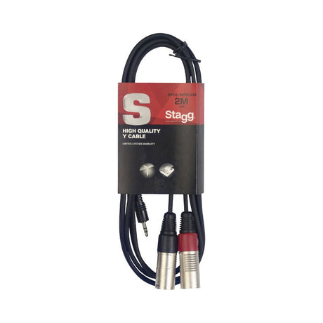 Stagg SYC2/MPSB2XM Stereo Mini Jack to Twin XLR Male Y-Splitter Cable — 2M 1