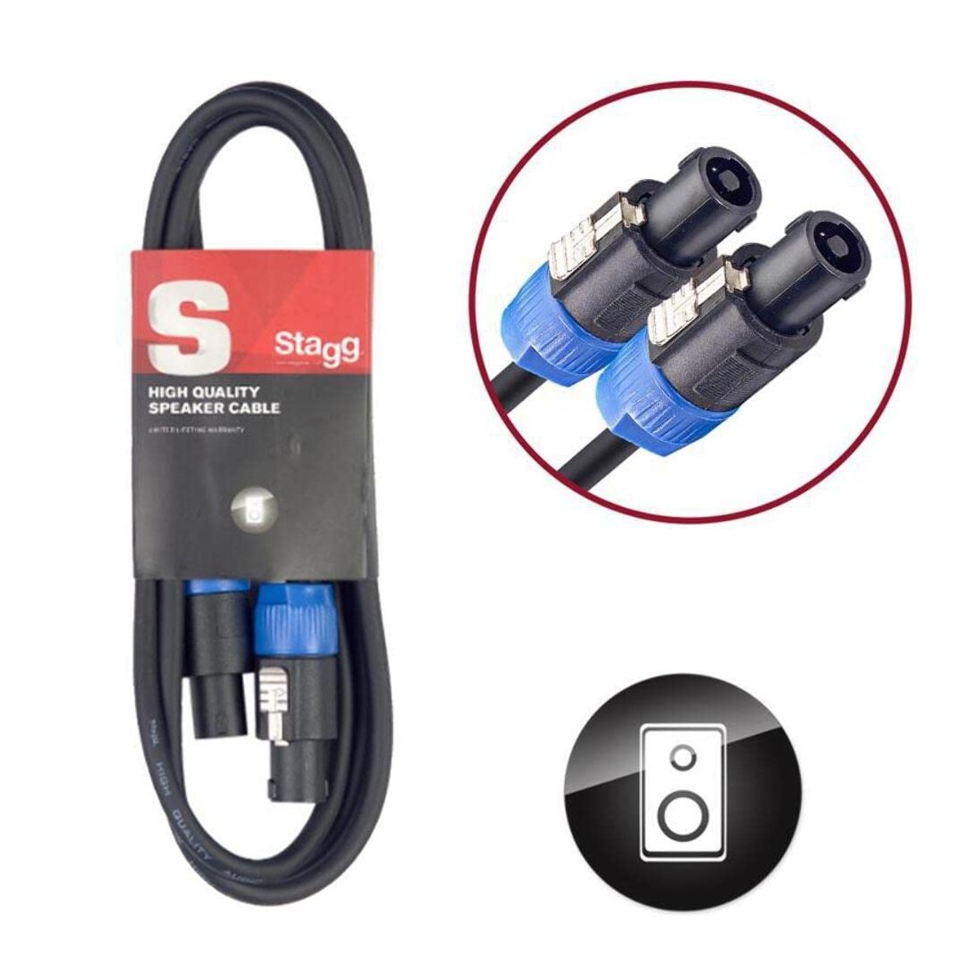 Stagg SSP2SS15 S-Series Speaker Cable, Speakon To Speakon — 2m
