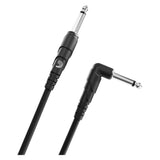 D'Addario Classic Series Instrument Cable - Straight to Right Angle Jack 10ft / 3m, Black 2
