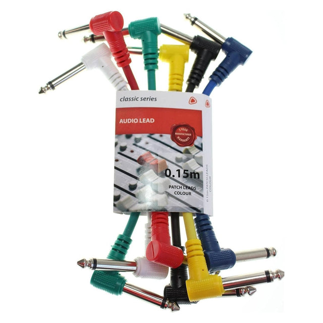 Chord Multi-Colour 0.15m Patch Cables – 6-Pack Guitar & Audio Leads 1