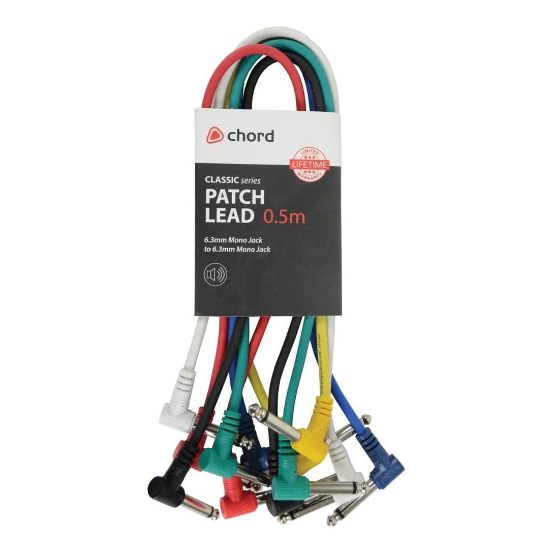 Chord Multi-Colour 0.5m Patch Cables – 6-Pack Guitar & Audio Leads 1