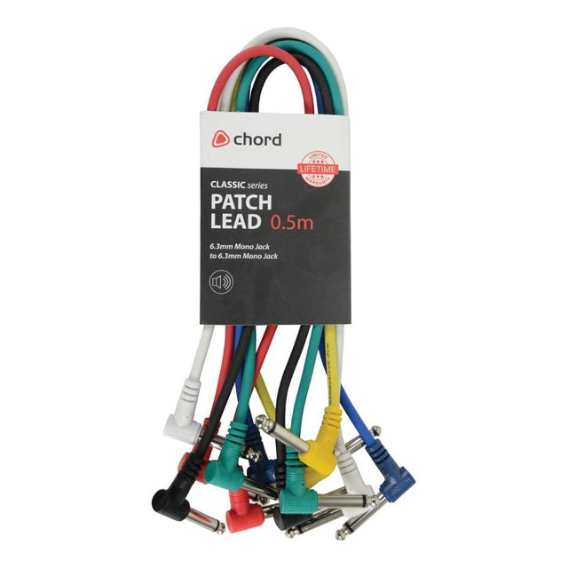 Chord Multi-Colour 0.5m Patch Cables – 6-Pack Guitar & Audio Leads 1