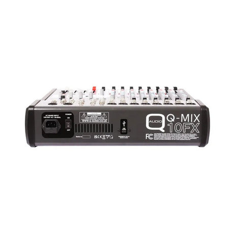 Q-Audio Q-MIX 10FX 10-Channel Mixer With 24 Digital Effects, USB Interface, Bluetooth And AUX Send — Mains-Powered Copy 3