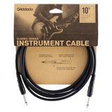 D'Addario Classic Series Instrument Cable - Straight 10ft / 3m, Black 1