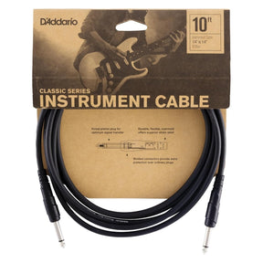D'Addario Classic Series Instrument Cable - Straight 10ft / 3m, Black 1