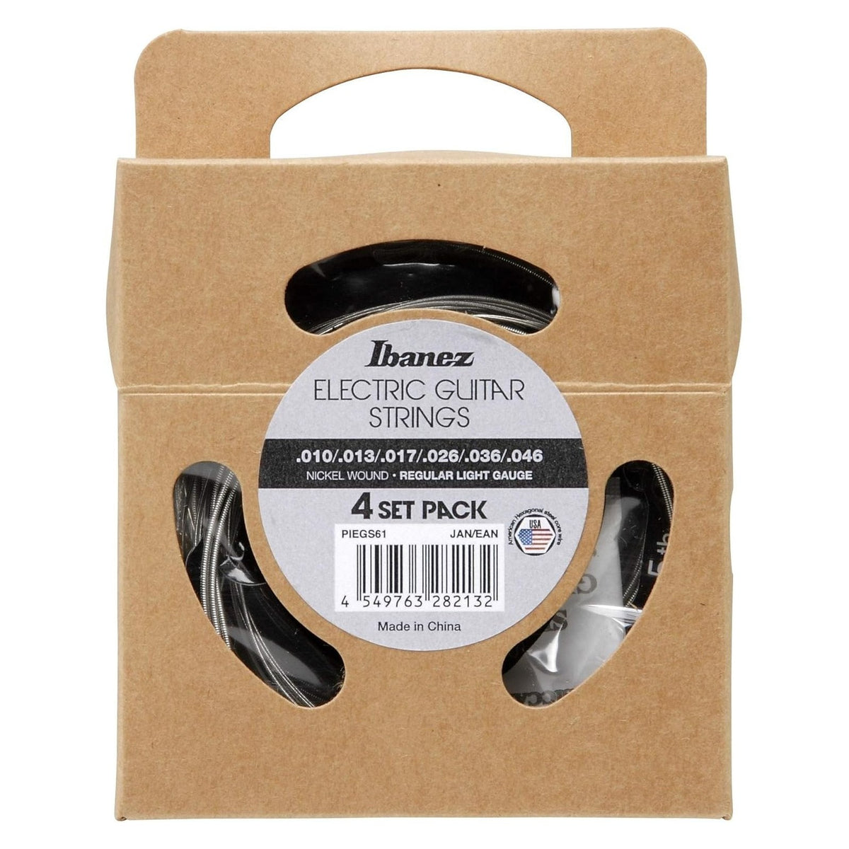 Ibanez PIEGS61 Nickel Wound Electric Guitar Strings — Light, 6-String, .010-.046 4-Pack 1