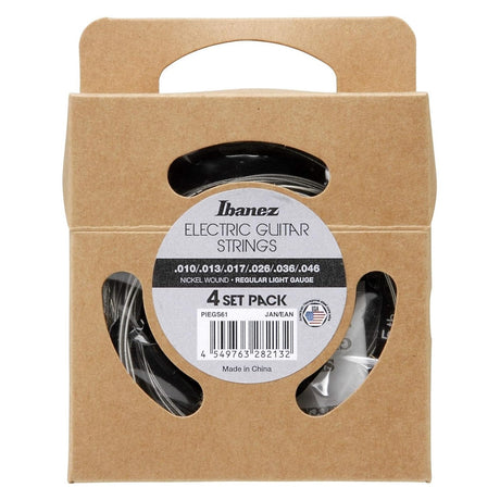 Ibanez PIEGS61 Nickel Wound Electric Guitar Strings — Light, 6-String, .010-.046 4-Pack 1