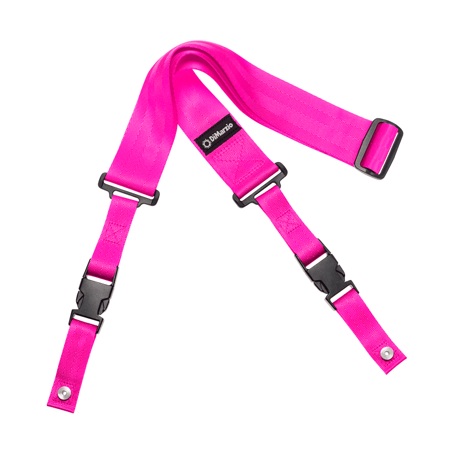 DiMarzio DD2200PK 2" ClipLock® Nylon Guitar Strap – Neon Pink 1