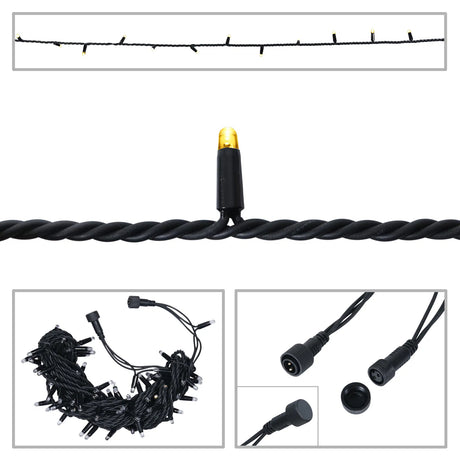 Elumen8 10m Heavy-Duty Rubber Dimmable LED String Lights – Warm White, Black Cable 1
