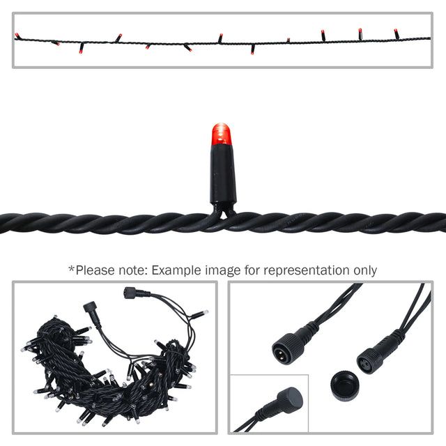 Elumen8 10m Heavy-Duty Rubber Dimmable LED String Lights – Red, Black Cable 1