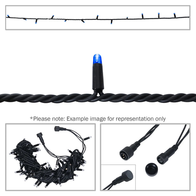 Elumen8 10m Heavy-Duty Rubber Dimmable LED String Lights – Blue, Black Cable 1