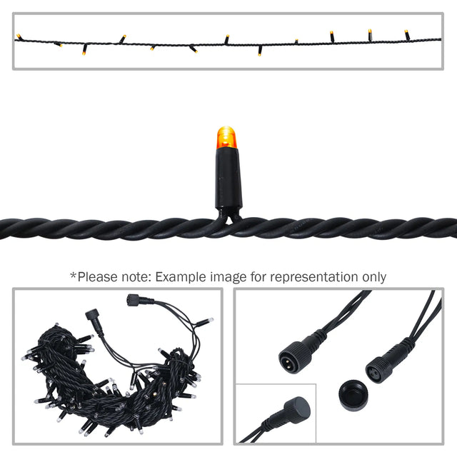 Elumen8 10m Heavy-Duty Rubber Dimmable LED String Lights – Orange, Black Cable 1