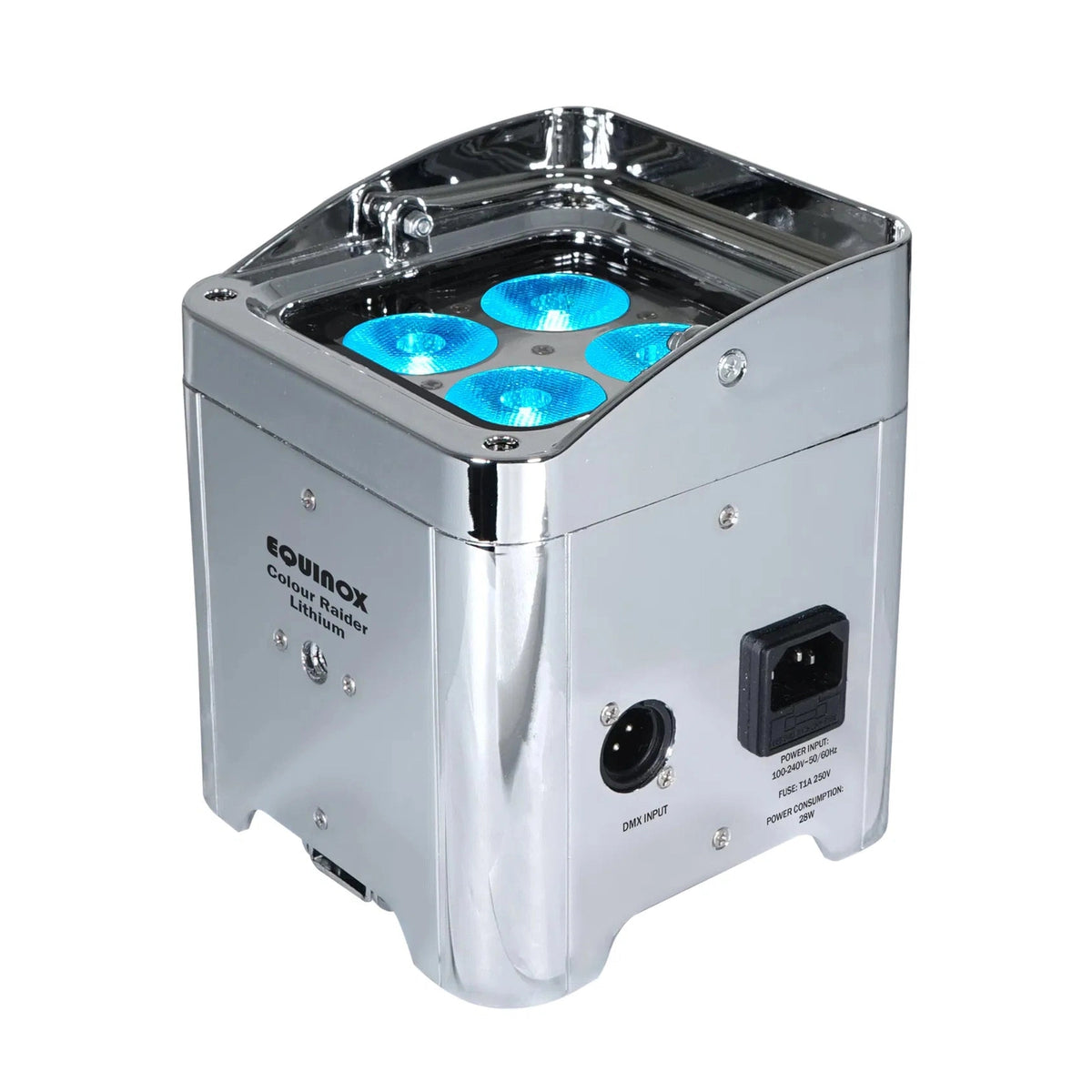 Equinox Colour Raider Lithium Battery Uplighter Pack - 4 x 6W RGWB LEDs Chrome Housing 2