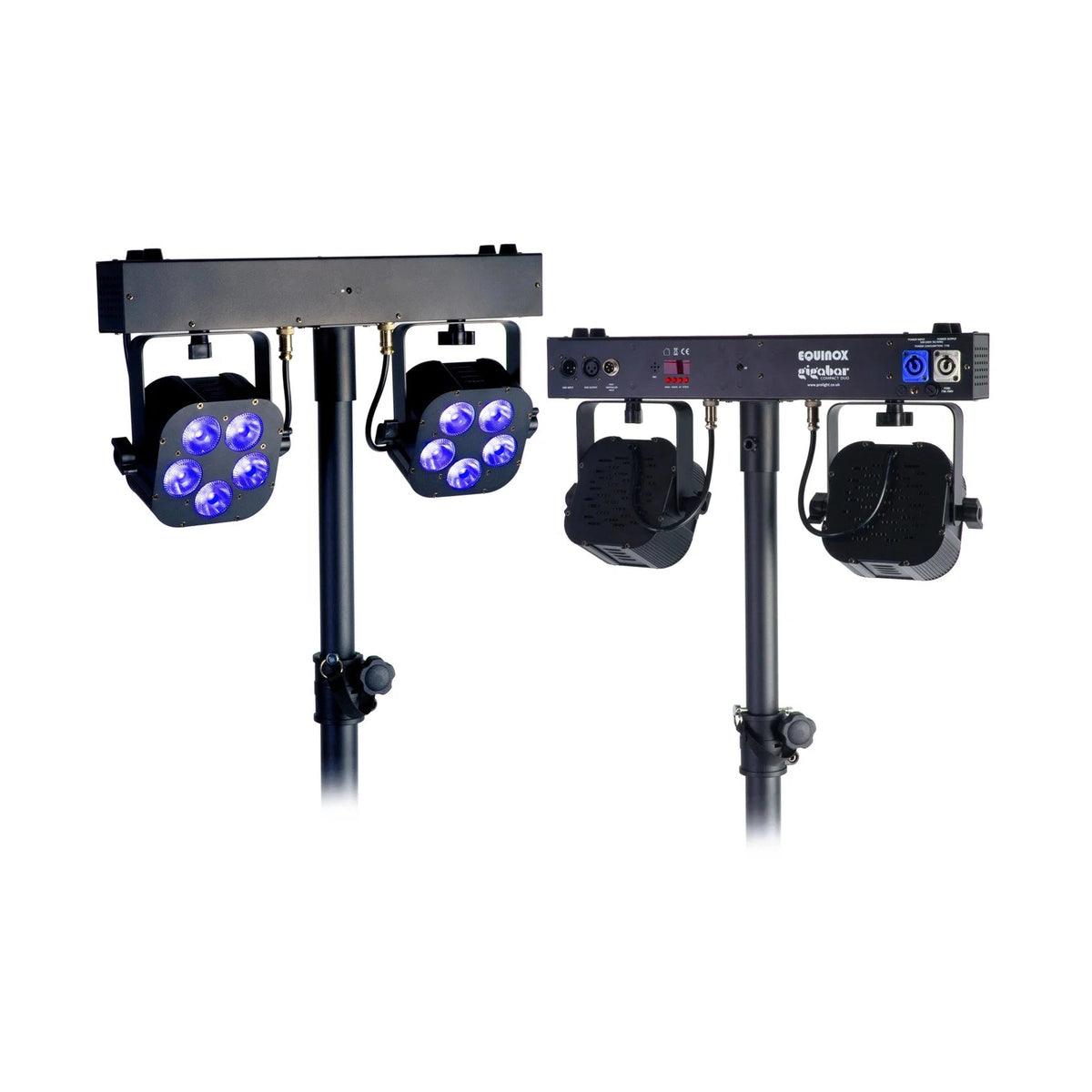 Equinox Gigabar Compact Duo Bar System - Twin LED T-Bar With Stands, Bags & Foot Control 9