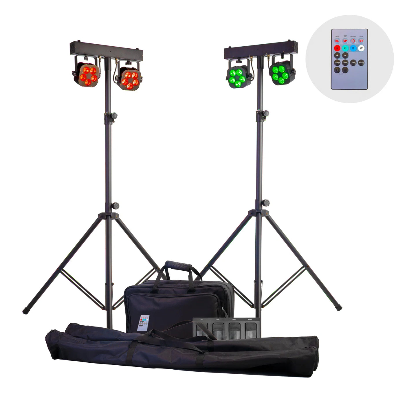 Equinox Gigabar Compact Duo Bar System - Twin LED T-Bar With Stands, Bags & Foot Control