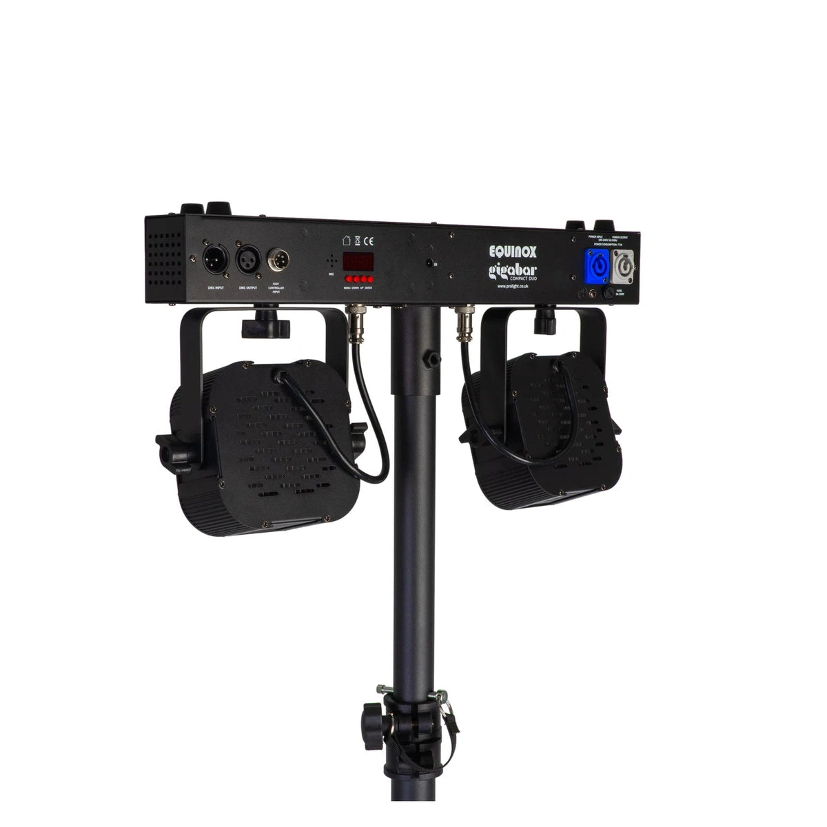Equinox Gigabar Compact Duo Bar System - Twin LED T-Bar With Stands, Bags & Foot Control 12