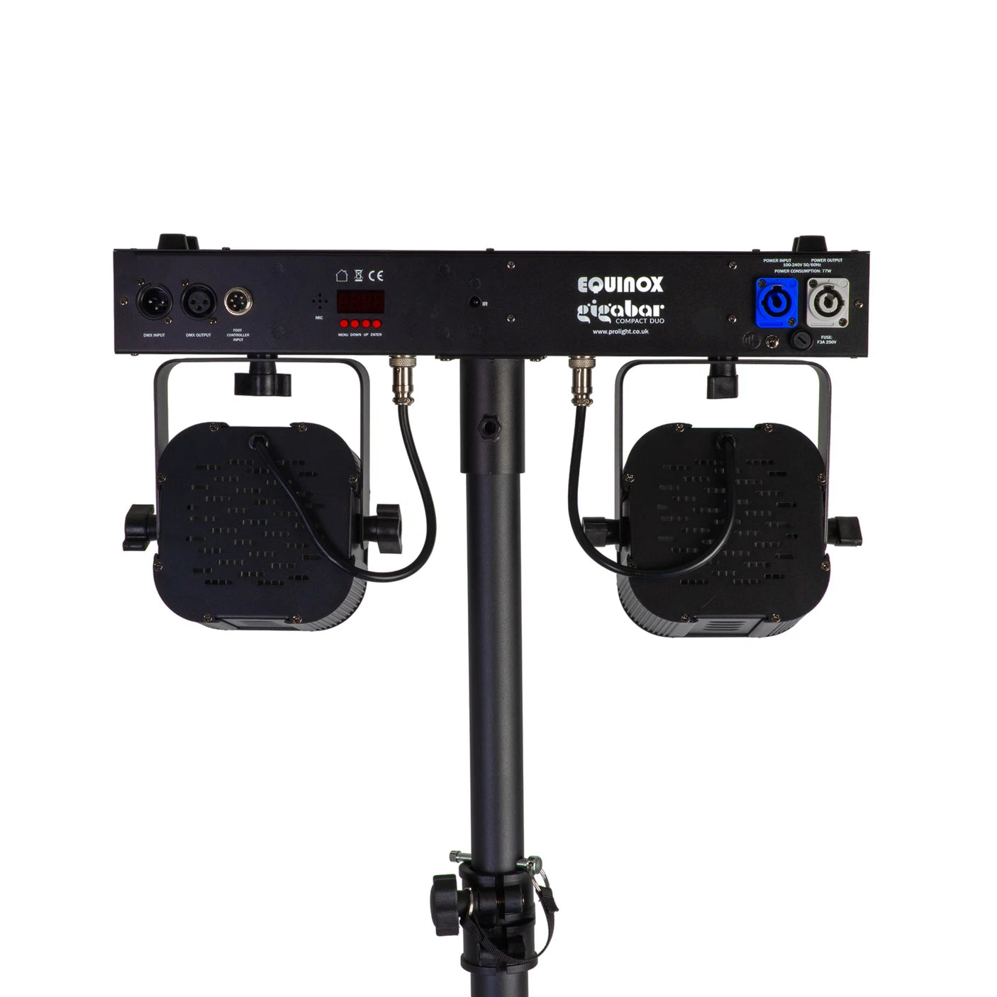 Equinox Gigabar Compact Duo Bar System - Twin LED T-Bar With Stands, Bags & Foot Control