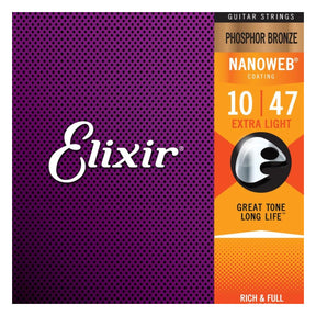 Elixir Phosphor Bronze NANOWEB Extra Light (.010 - .047) Pack Front
