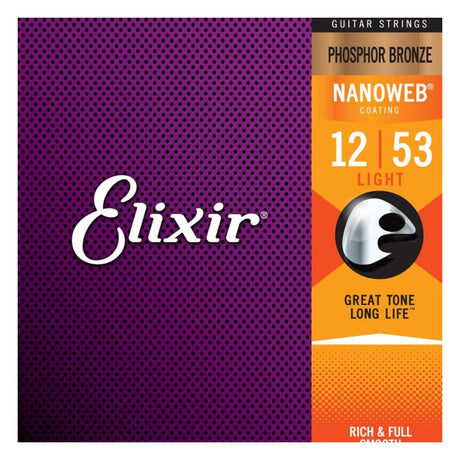 Elixir Phosphor Bronze NANOWEB Light (.012 - .053) Pack Front
