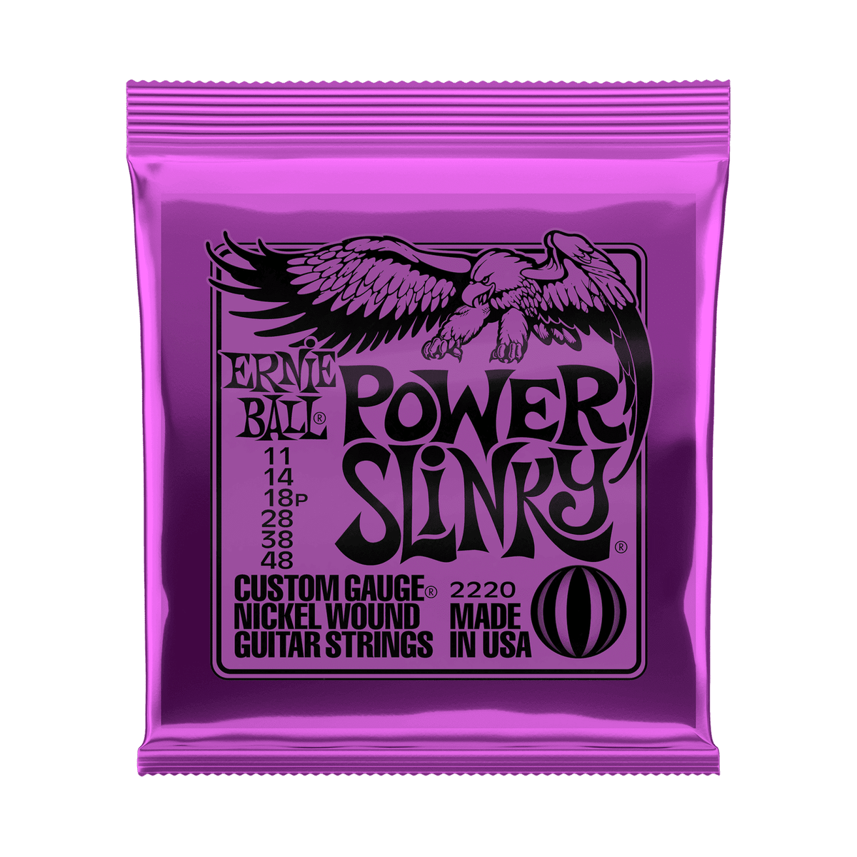 Ernie Ball Power Slinky Nickel Wound Electric Guitar Strings .011-.048 1