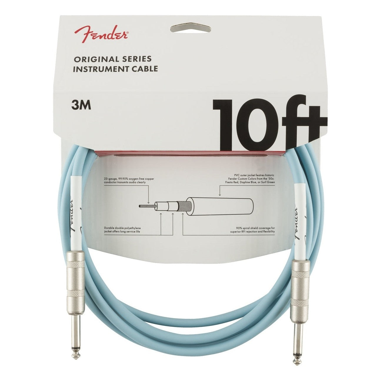Fender 3m (10') Original Series Instrument Cable Daphne Blue 02