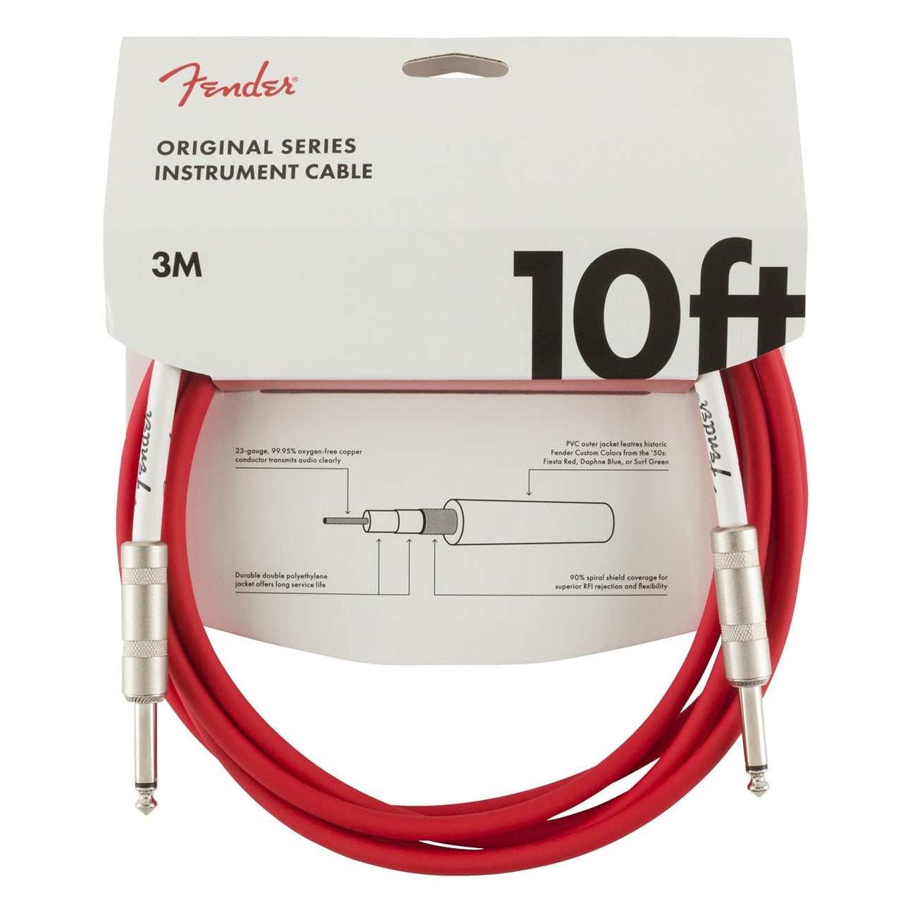 Fender 3m (10') Original Series Instrument Cable Fiesta Red 02