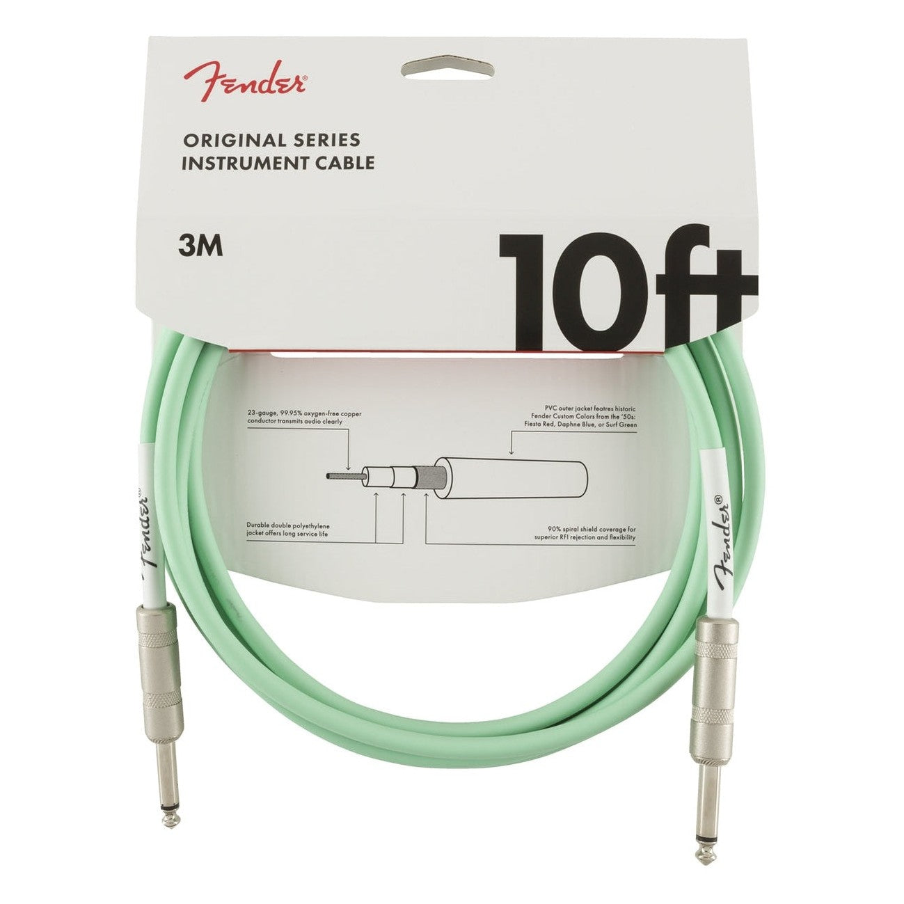 Fender 3m (10') Original Series Instrument Cable Surf Green 02