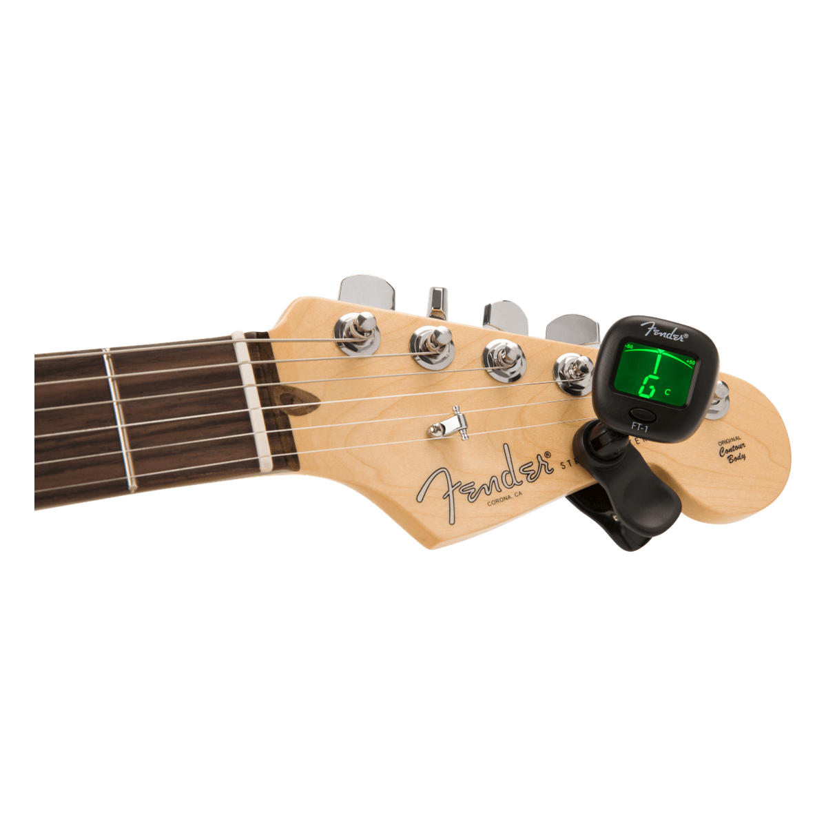 Fender FT-1 Tuner On Guitar Lifestyle Shot 1