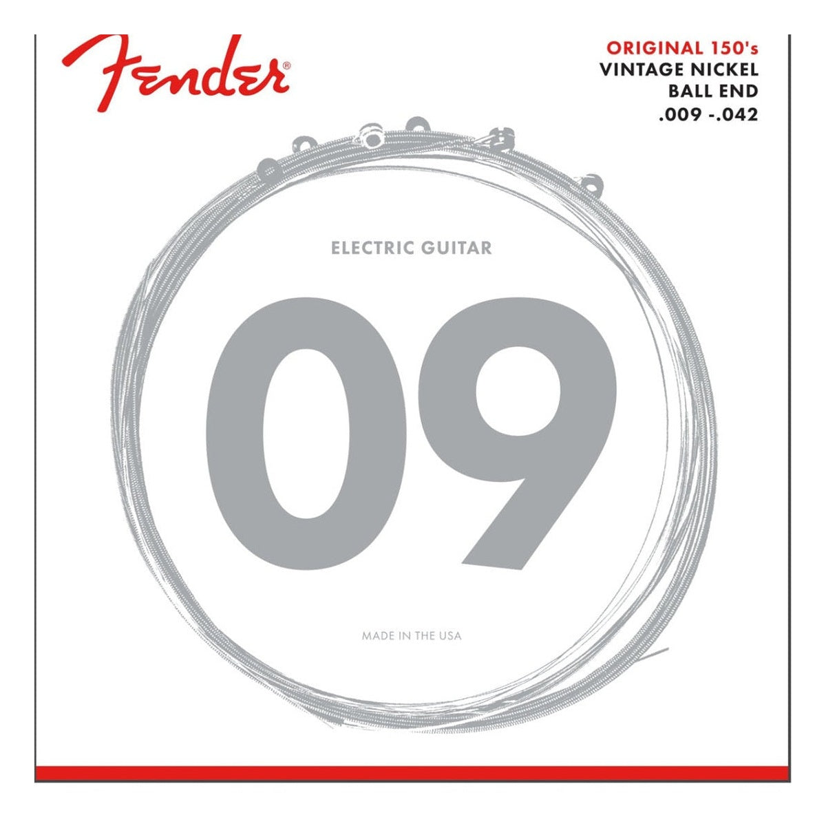 Fender Original 150 Guitar Strings, Pure Nickel Wound - 150L Gauge (.009-.042)