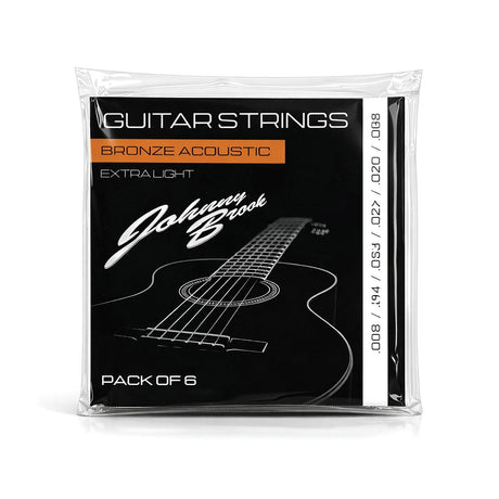 Johnny Brook Bronze Acoustic Guitar Strings, Extra Light Gauge — Set Of 6 1