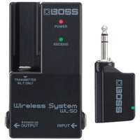 BOSS wireless system transmitter and receiver on a white background