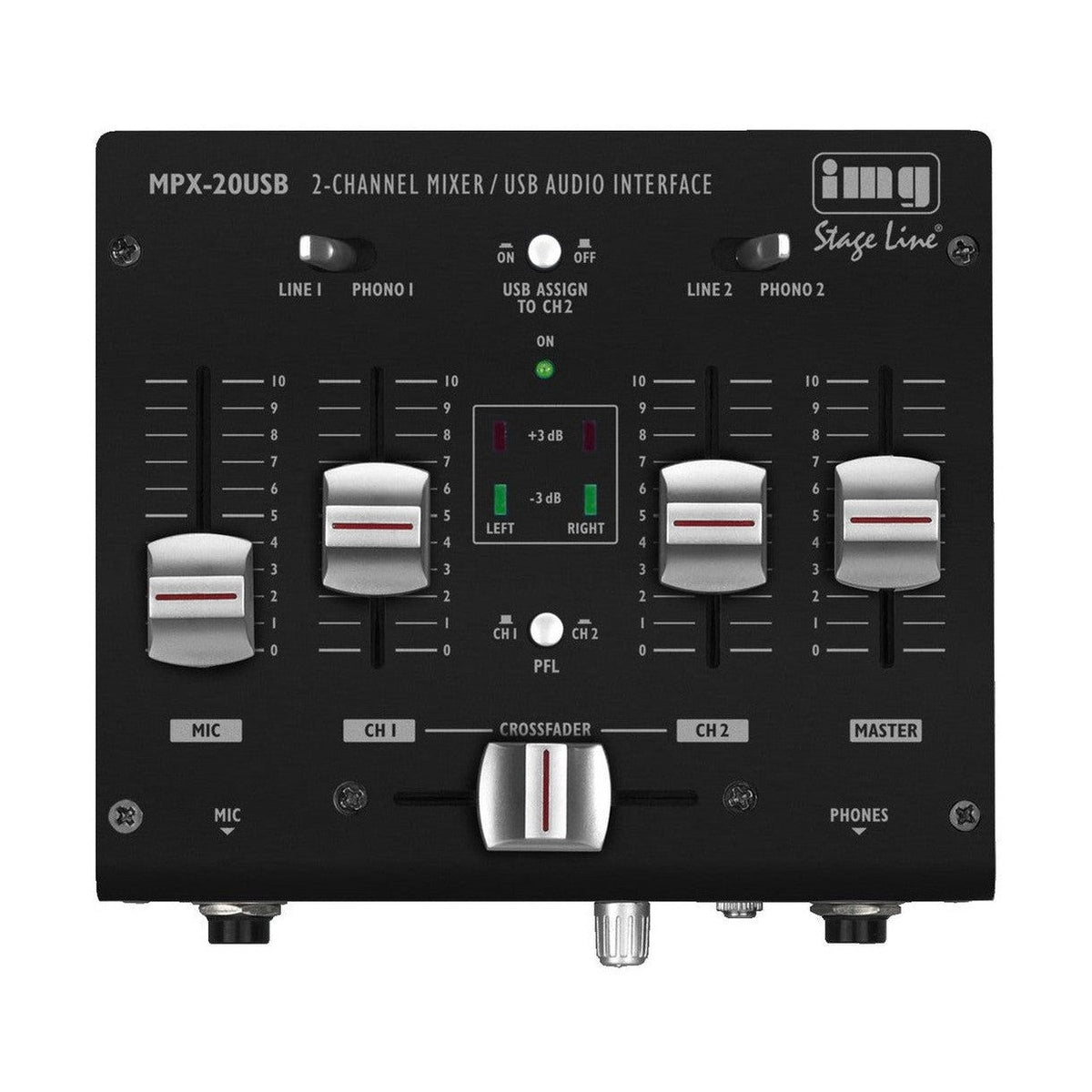 IMG Stageline MPX-20USB 3-Channel Mixer with USB Audio Interface 1
