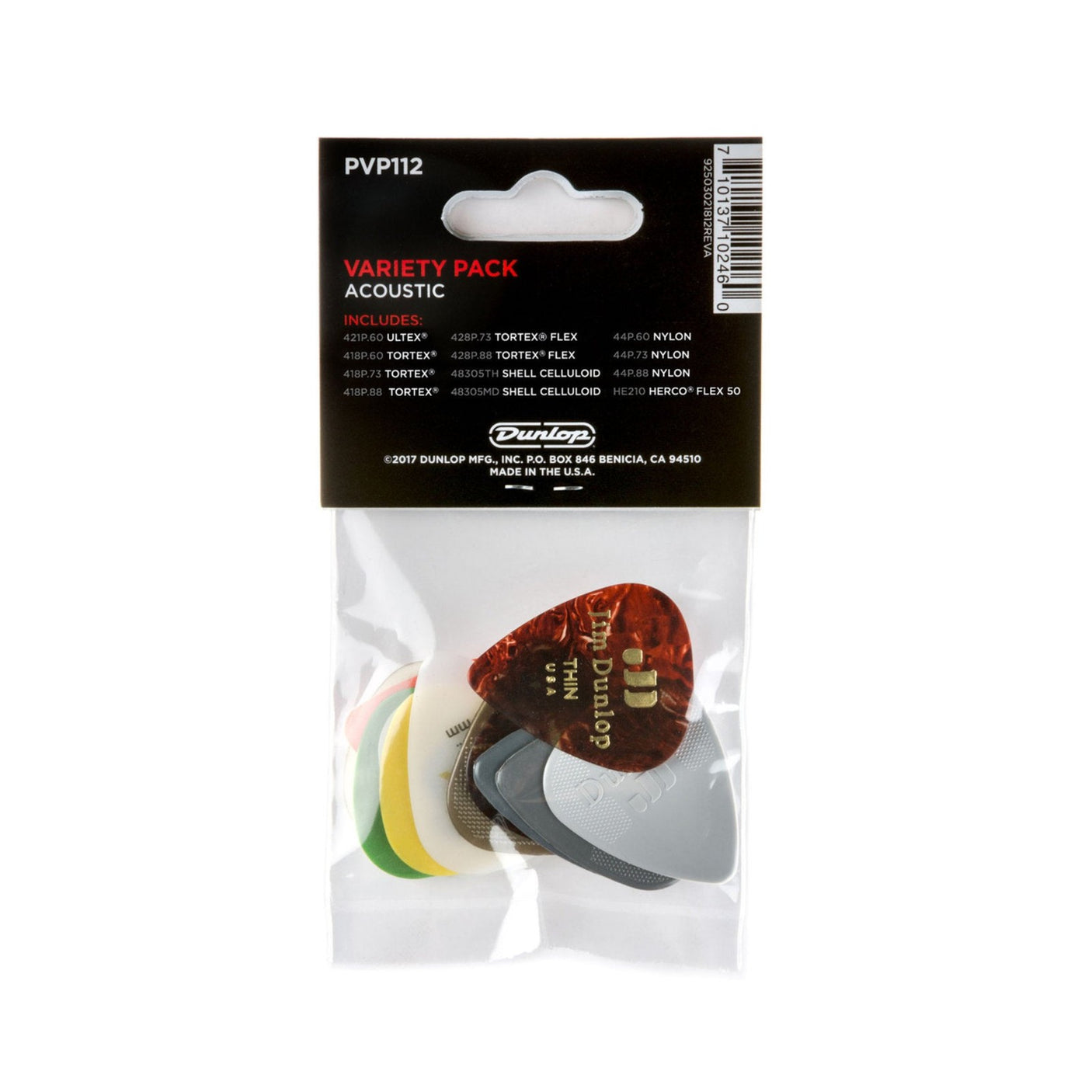 Jim Dunlop Acoustic Variety Guitar Picks Back