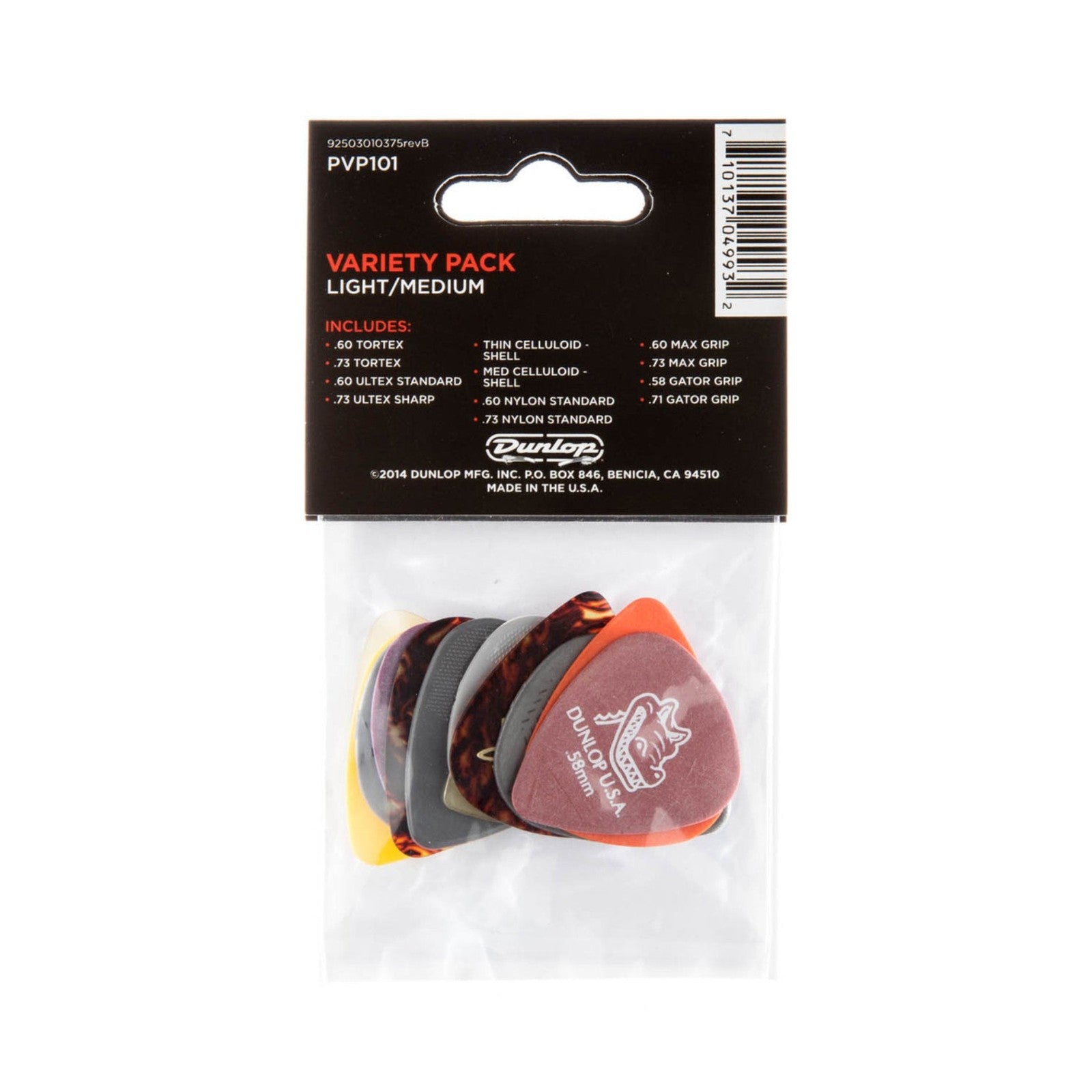 Jim Dunlop LT/MD Variety Guitar Picks Back