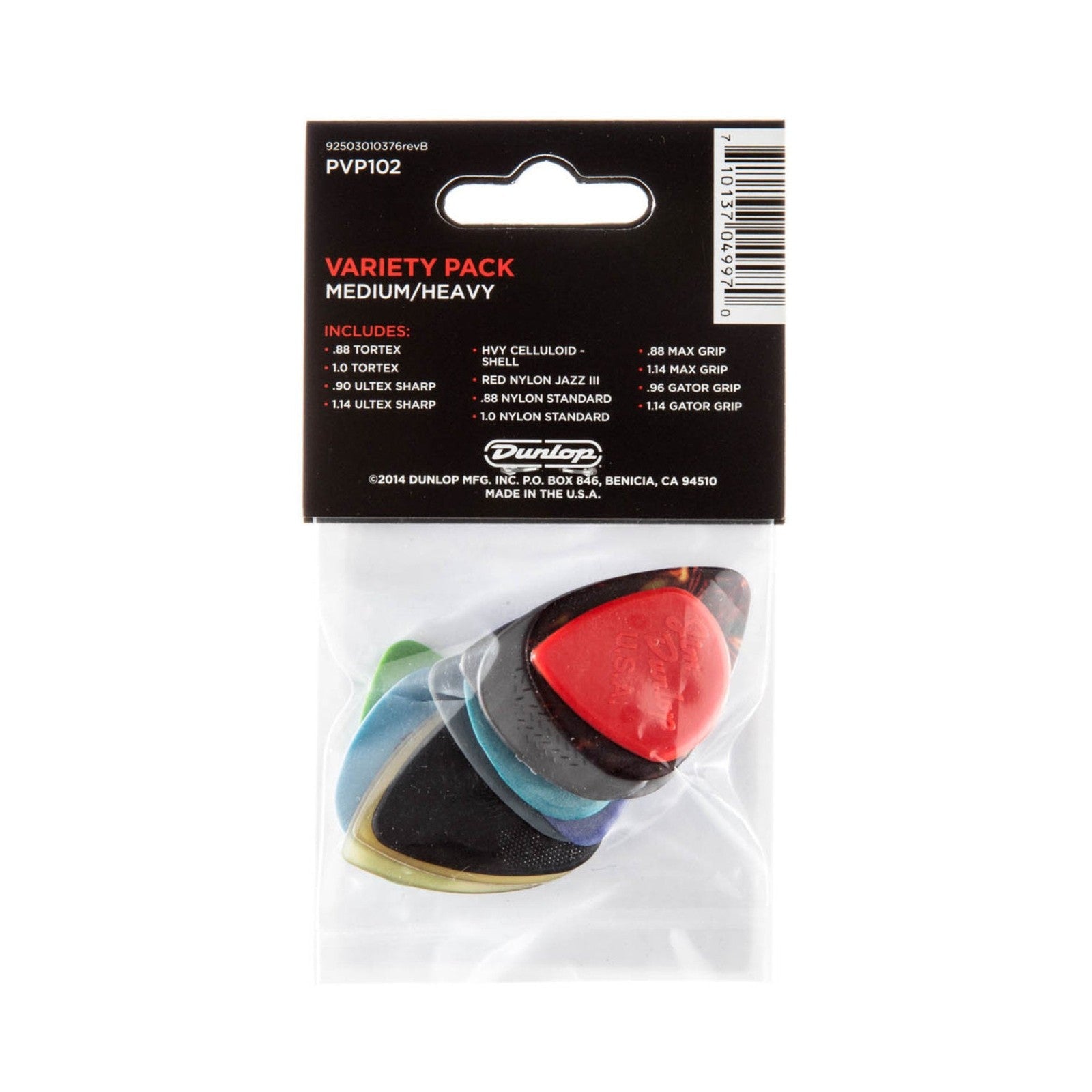 Jim Dunlop MD/HV Variety Guitar Picks Back