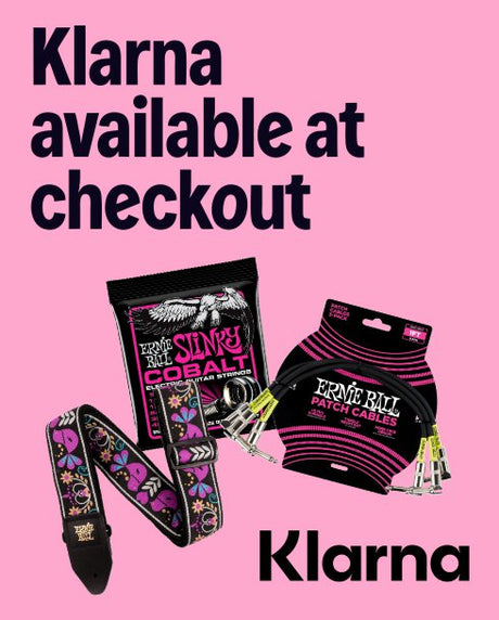 Klarna available at checkout for Ernie Ball cables and strings