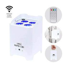 LEDj Rapid QB1 RGBW Battery Uplighter – 4 x 8W RGBW LEDs White 1