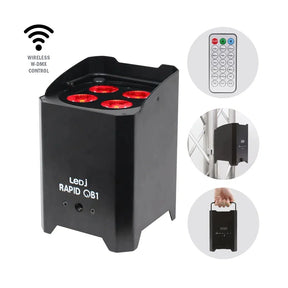 LEDj Rapid QB1 HEX Battery Uplighter – 4 x 12W RGBWAUV LEDs Black 1