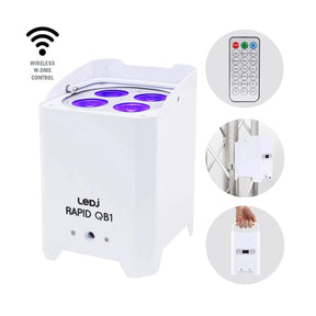LEDj Rapid QB1 HEX IP Battery Uplighter – 4 x 12W RGBWAUV LEDs White 1