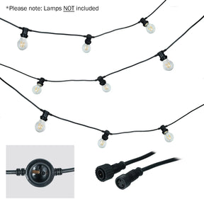 LEDj ES Rubber Festoon String 25m – 1m Spacing, 16A Plug & Socket Lamps Not Included 1