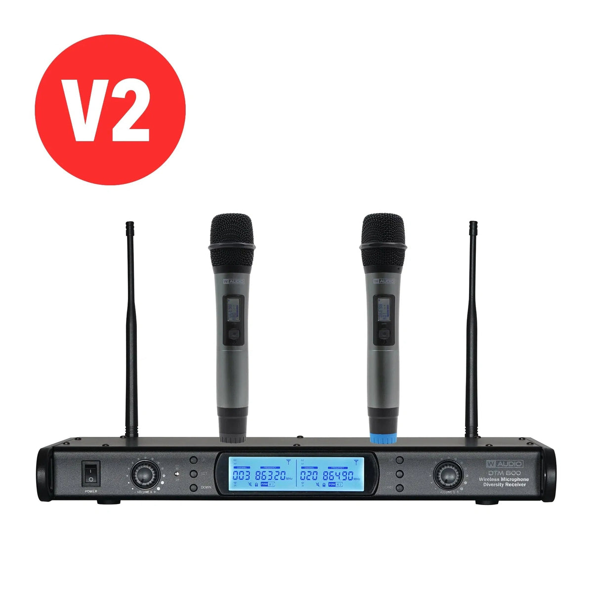 W Audio DTM 800H Dual Handheld Wireless Microphone System 863-865Mhz 1
