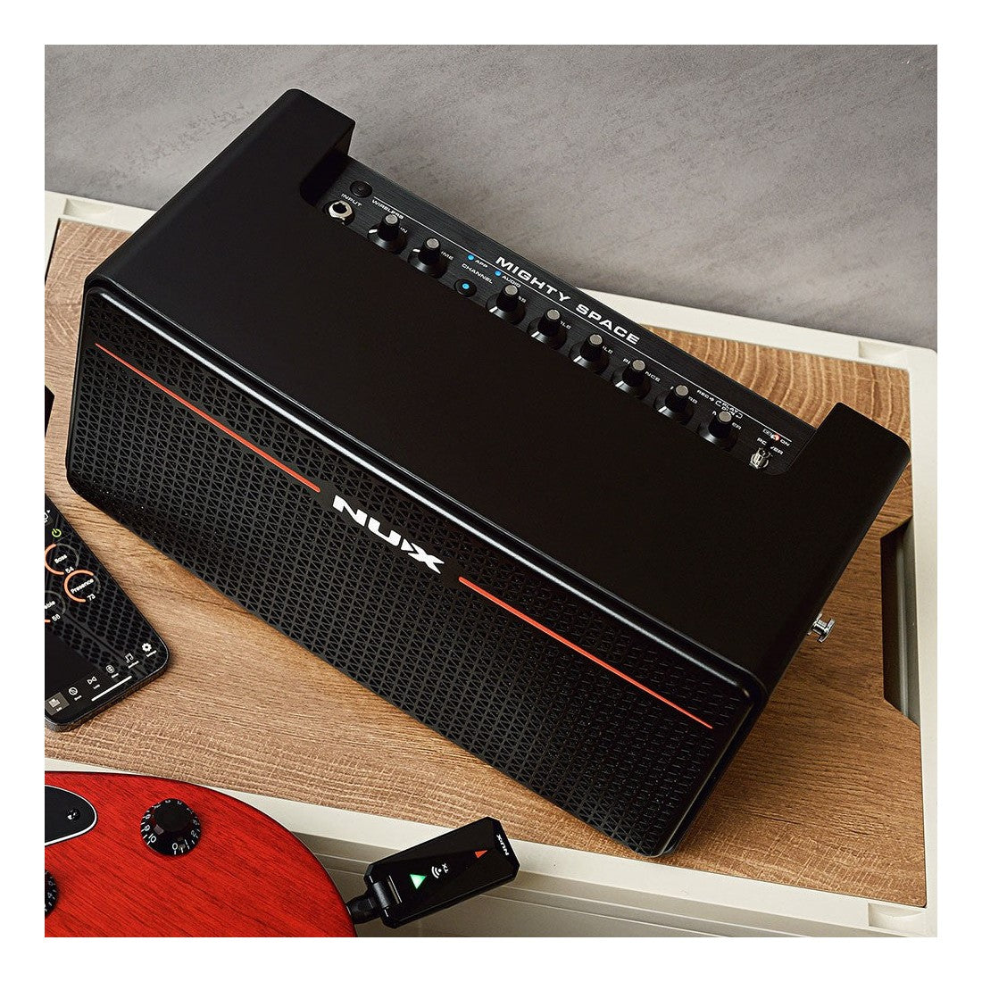 NUX Mighty Space Amplifier Overhead Lifestyle Shot