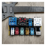 NUX NPB-L Bumblebee Pedalboard Lifestyle Shot with Pedals and Guitar