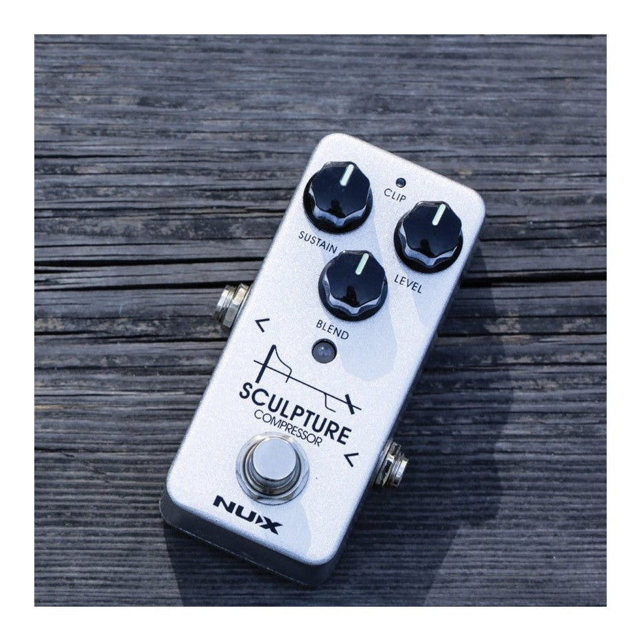 NUX Sculpture Compressor Guitar Pedal Top Lifestyle Shot