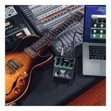 NUX Tape Echo Pedal Lifestyle Shot with Laptop and Guitar