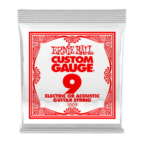 Ernie Ball .009 Plain Steel Electric or Acoustic Single Guitar String 1
